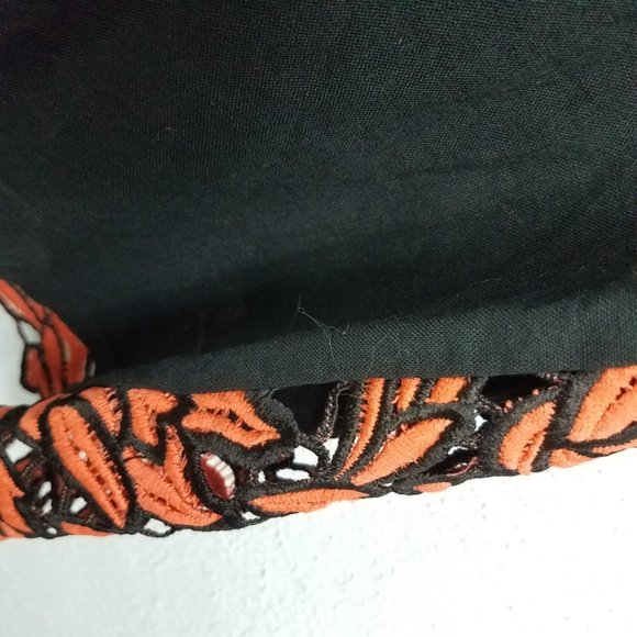 Sweet Miss Women's Crochet Embroidered Lace Flower Black Knee Length Dress - Picture 9 of 12